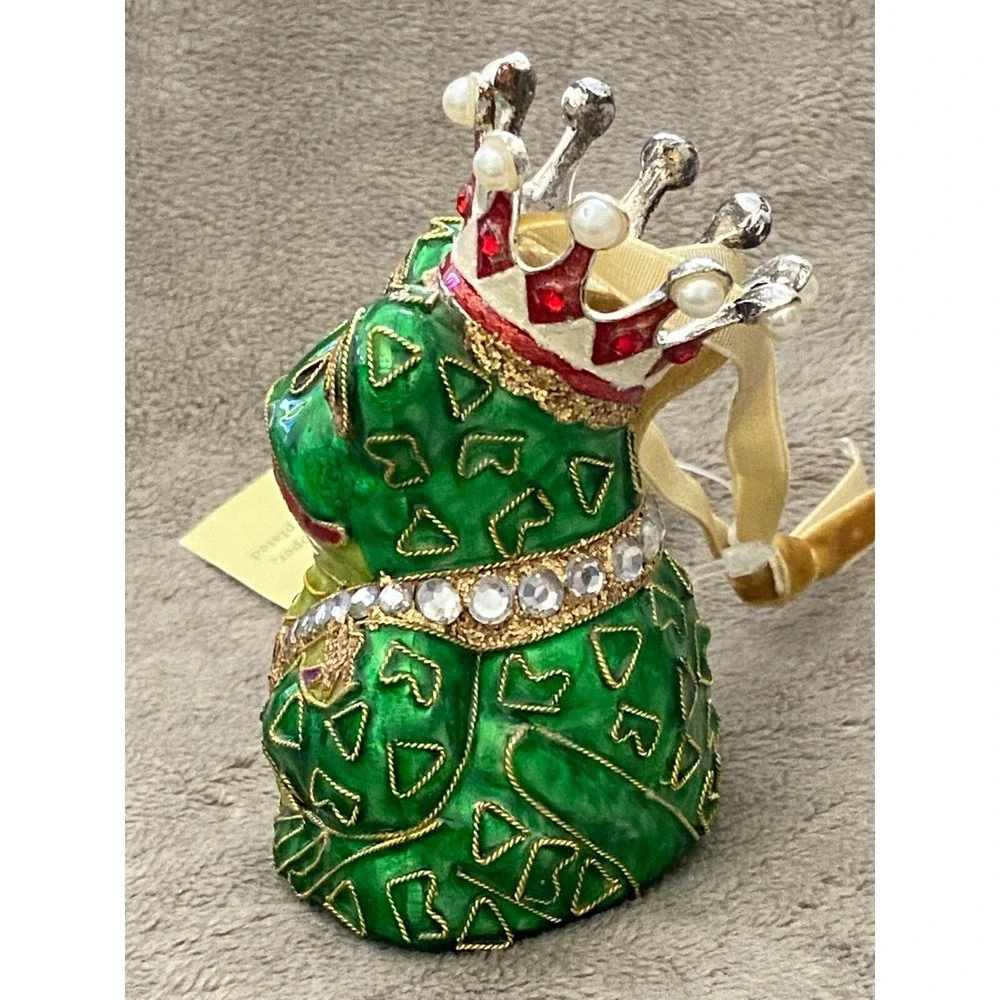 CLOISONNE Green FROG PRINCE Christmas Ornament by Dillards Trimmings NWT